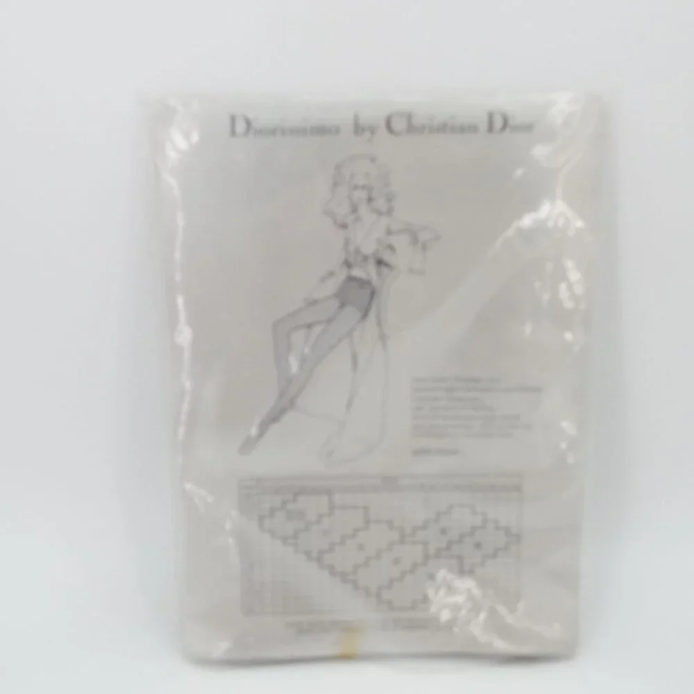 Vintage Christian Dior Diorissimo Illusion Grey Sandalfoot Pantyhose Size 2 NOS